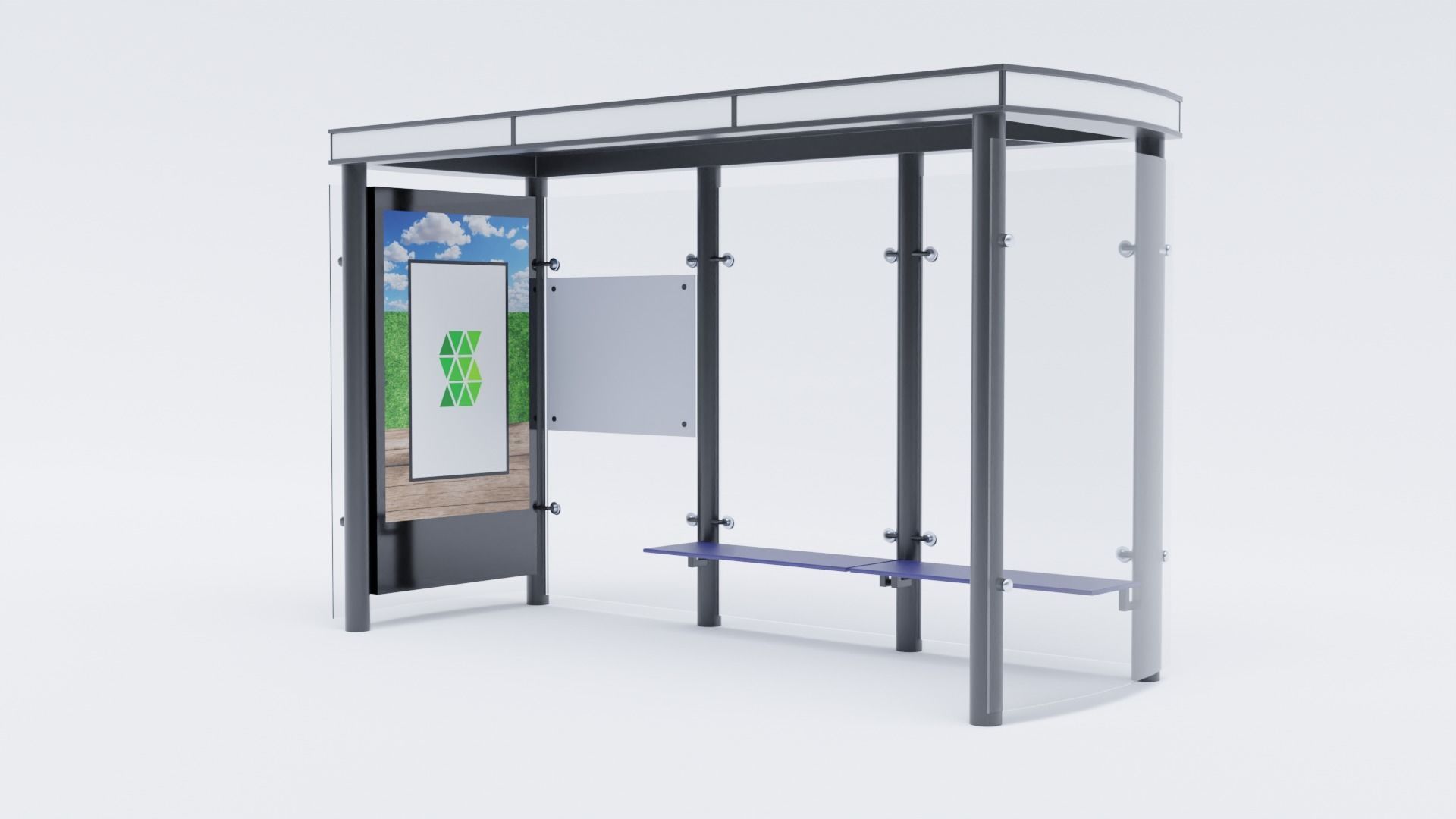 German Berlin Modern Bus Stop Shelter 3D model_5