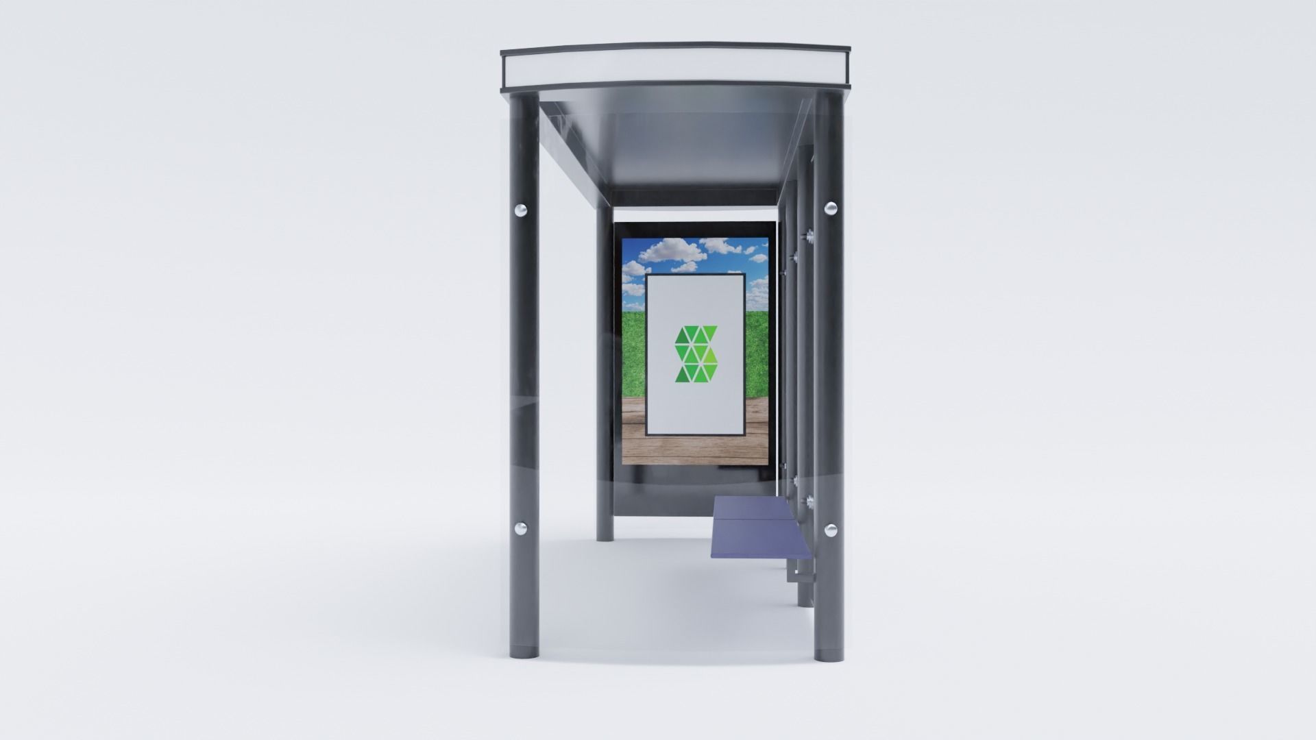 German Berlin Modern Bus Stop Shelter 3D model_4