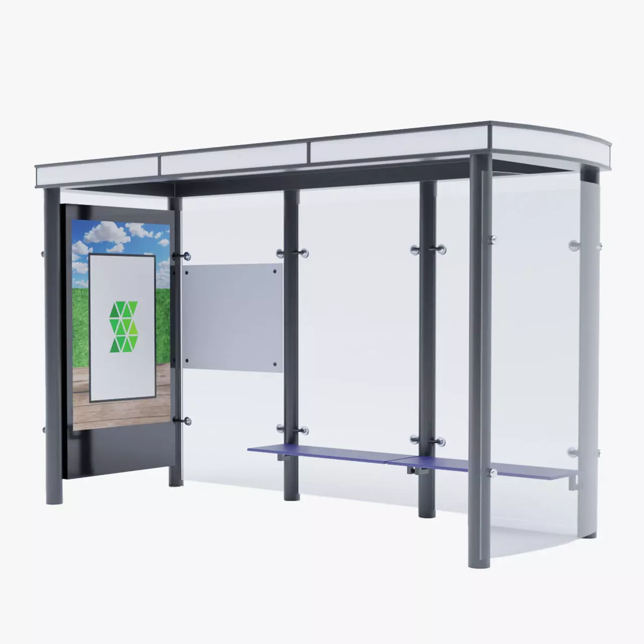 German Berlin Modern Bus Stop Shelter 3D model_0