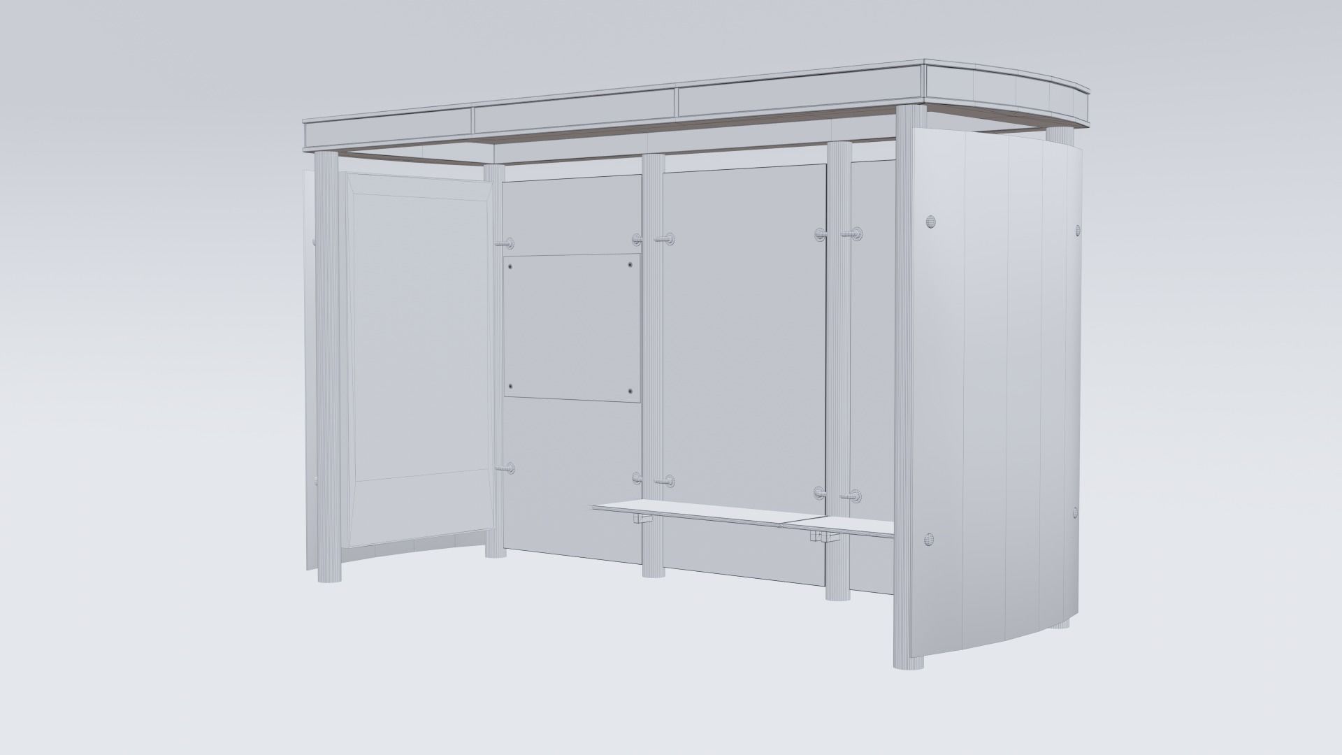 German Berlin Modern Bus Stop Shelter 3D model_6