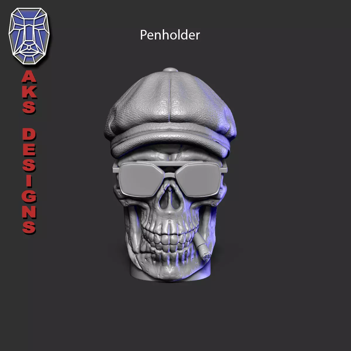 Gangster skull version 2 Penholder and flowerpot 3D print model