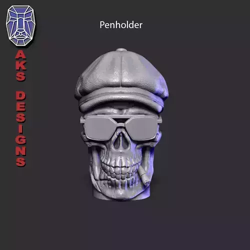 Gangster skull version 2 Penholder and flowerpot