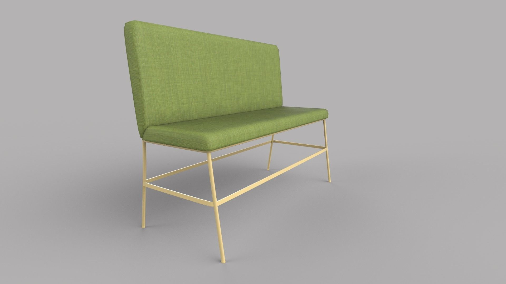 bench upholstered with gold legs 3D model_1