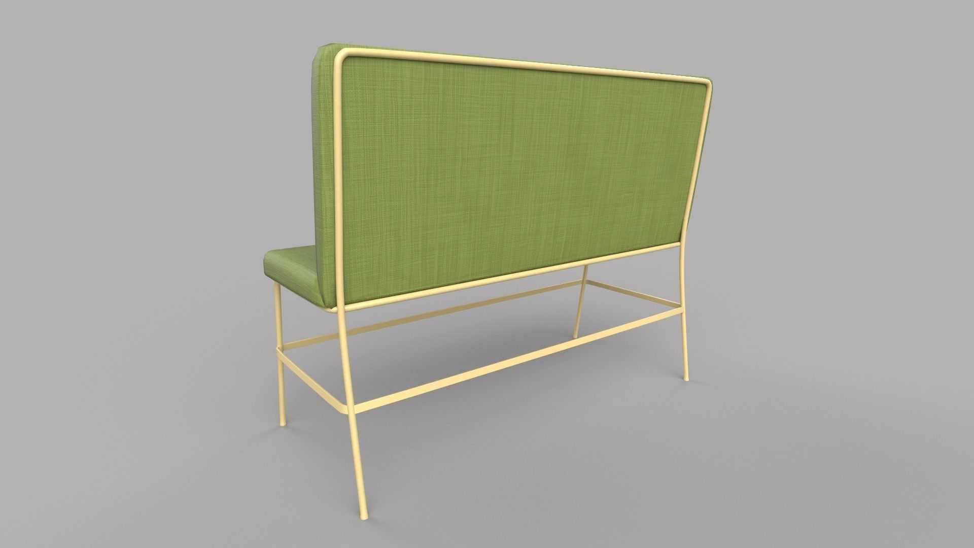 bench upholstered with gold legs 3D model_4