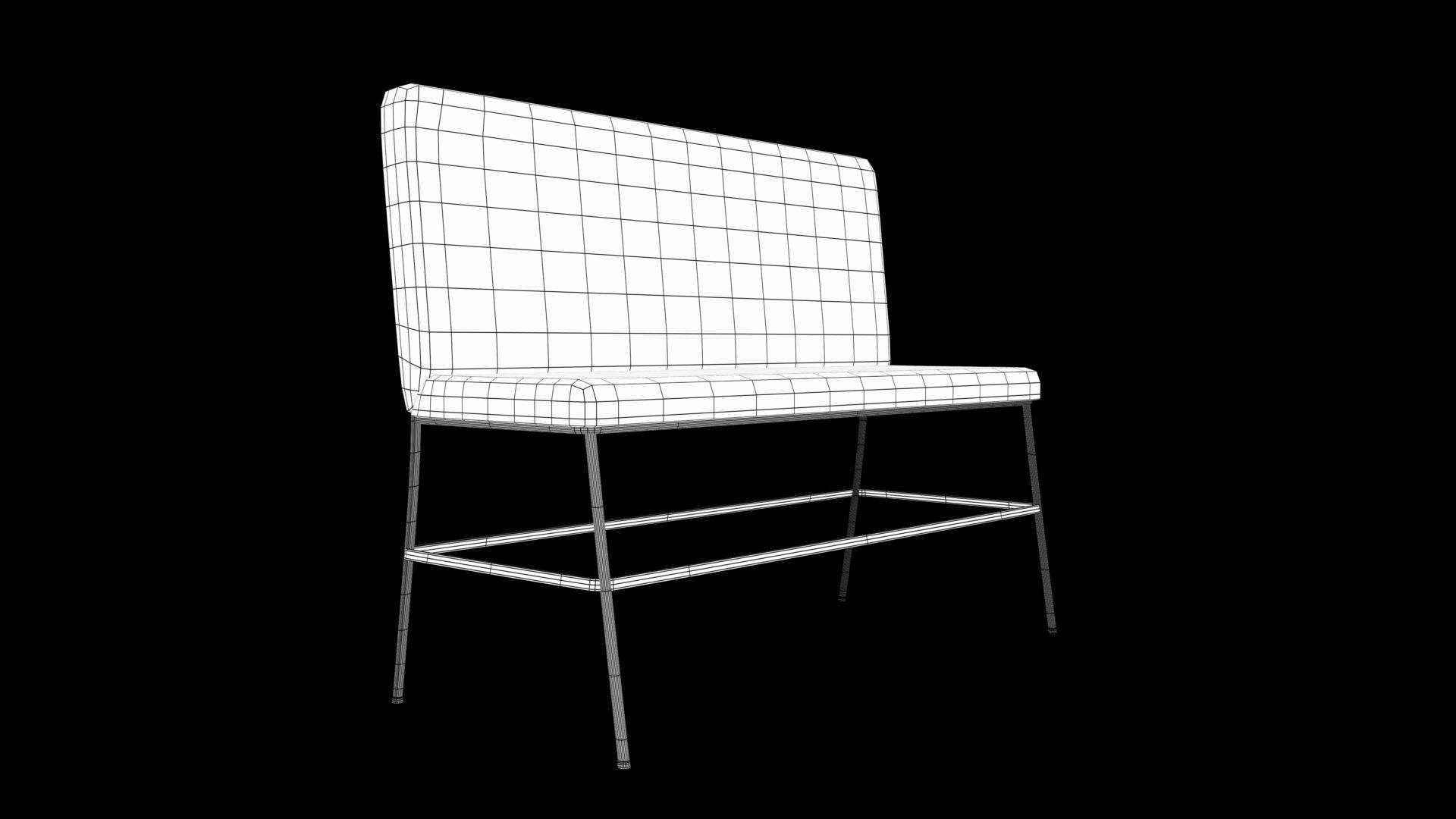 bench upholstered with gold legs 3D model_9