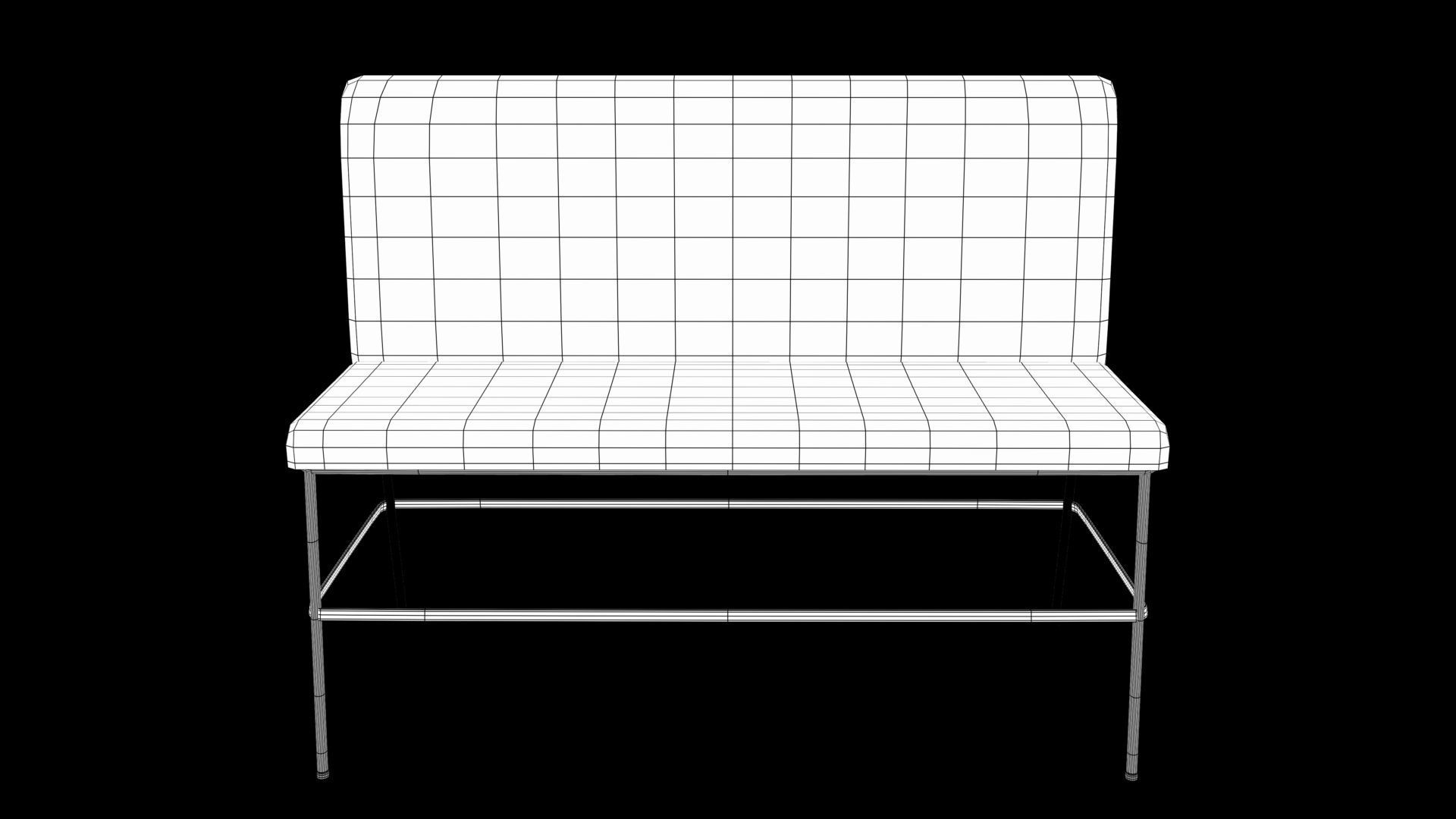 bench upholstered with gold legs 3D model_5