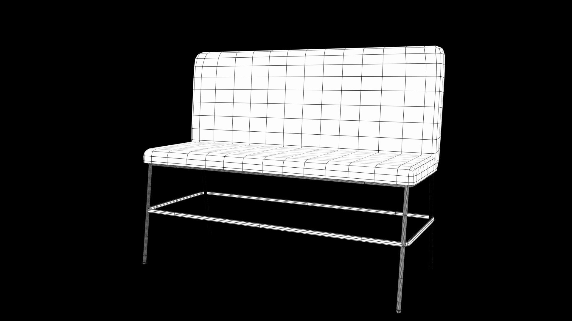 bench upholstered with gold legs 3D model_6