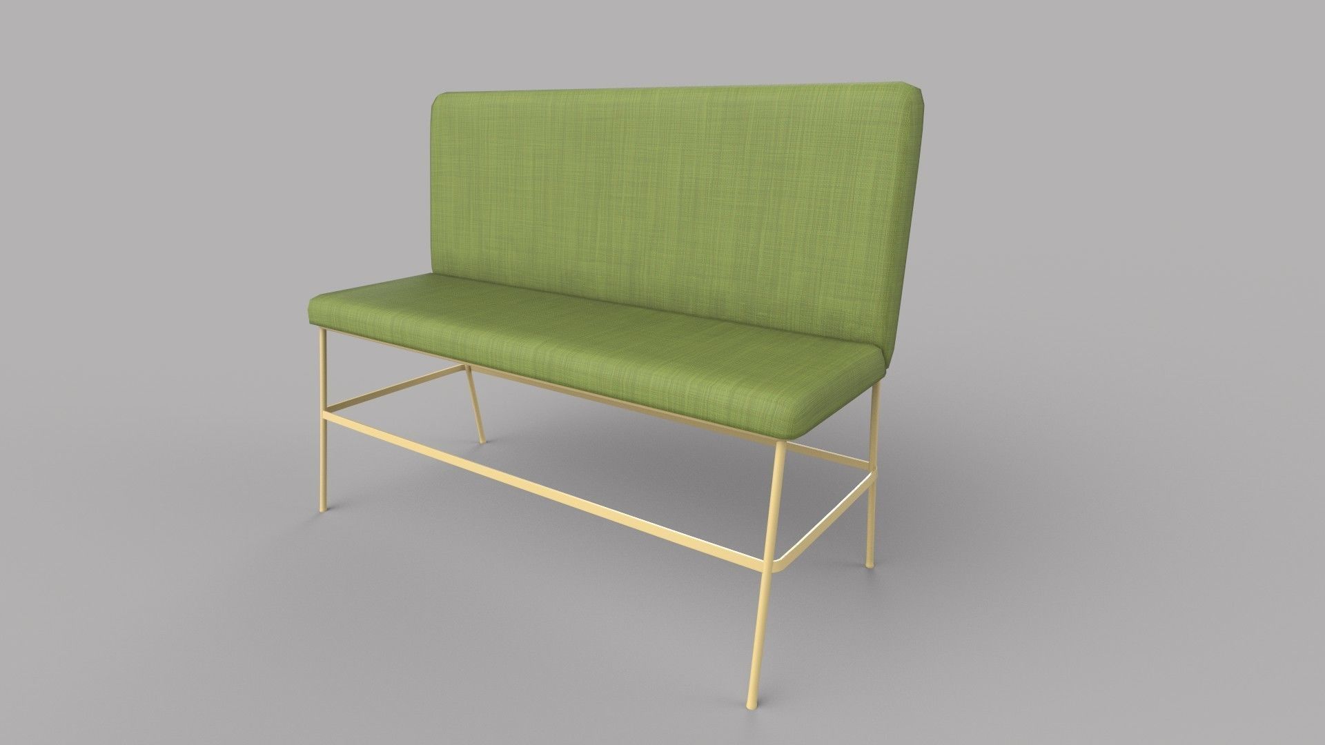 bench upholstered with gold legs 3D model_2