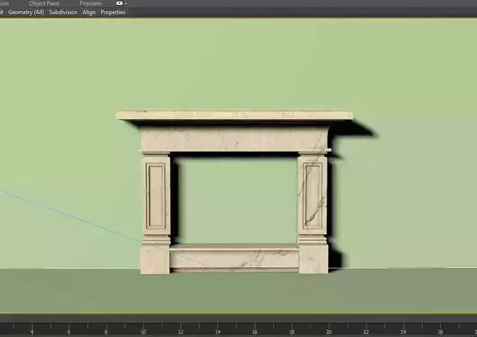 Fireplace design 3d model 04 with materials collection