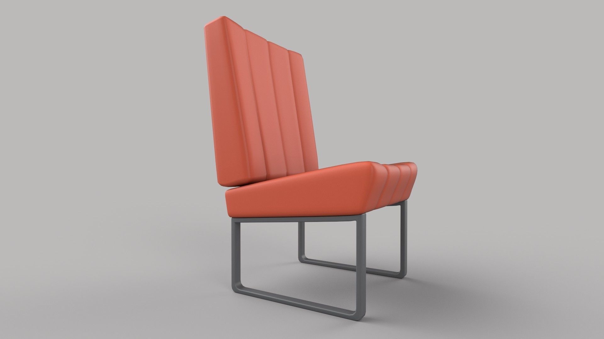 chair orange leather Low-poly 3D model_1