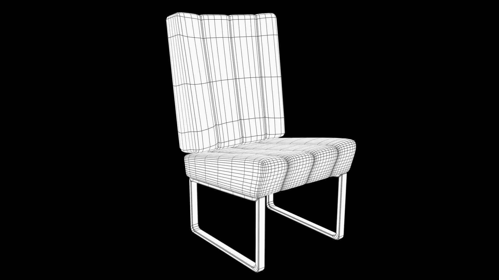 chair orange leather Low-poly 3D model_6