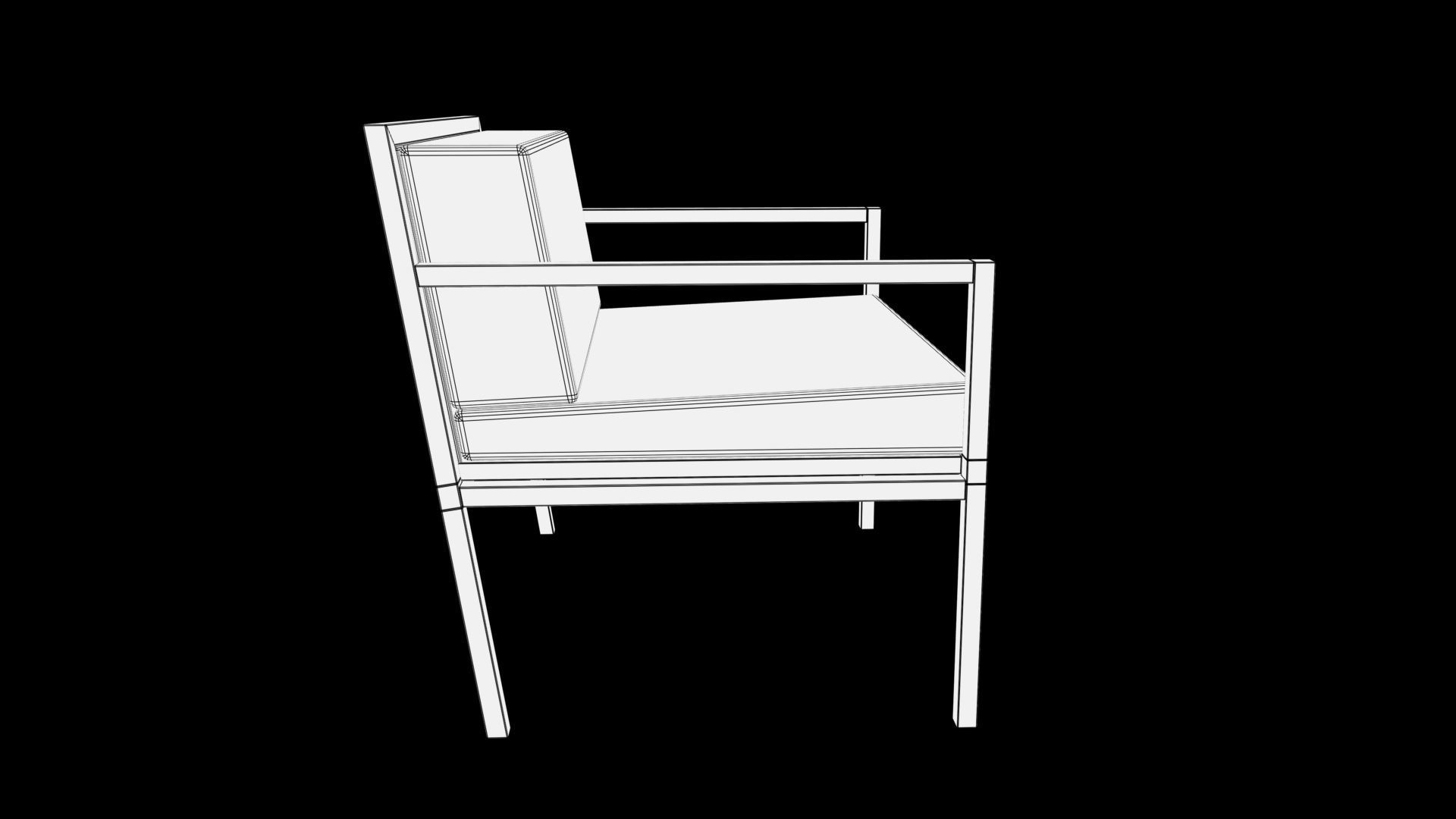 chair wooden with fabric Low-poly 3D model_6