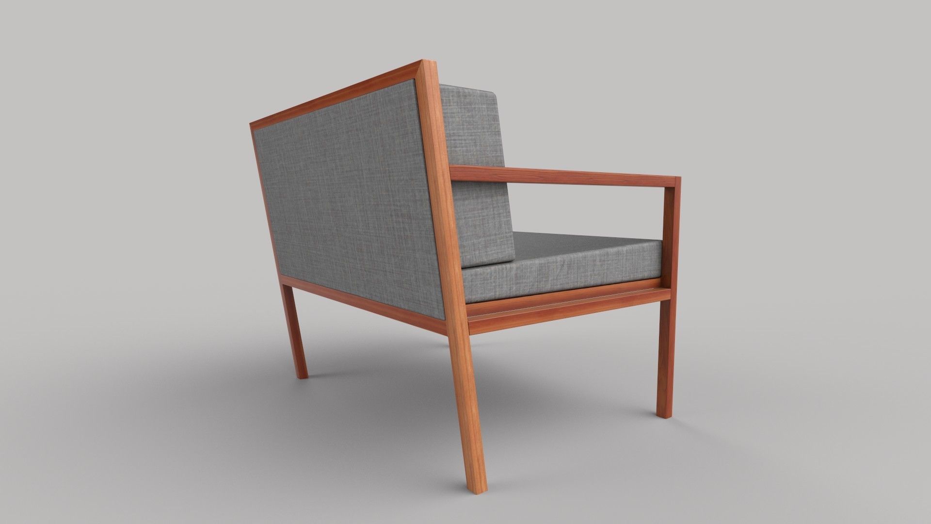 chair wooden with fabric Low-poly 3D model_4