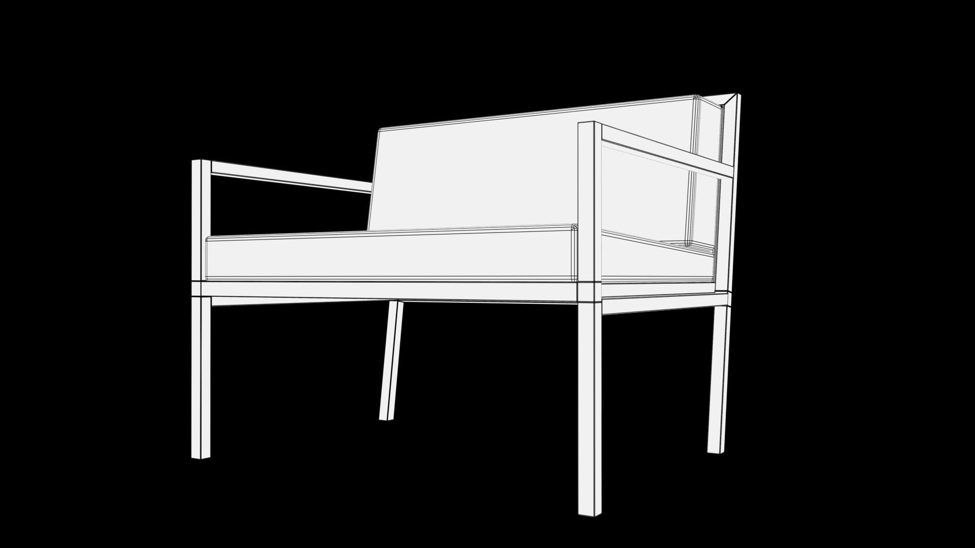 chair wooden with fabric Low-poly 3D model_9