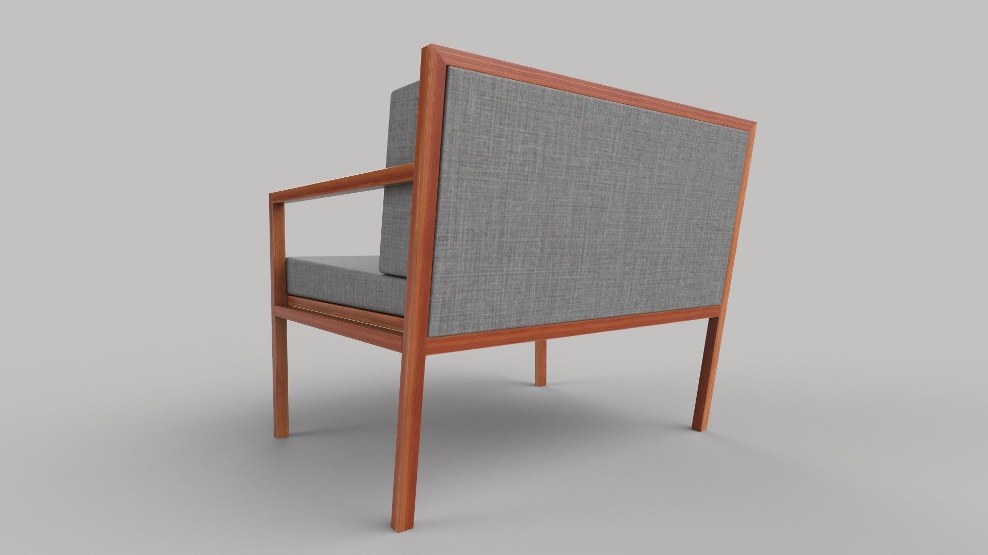 chair wooden with fabric Low-poly 3D model_3