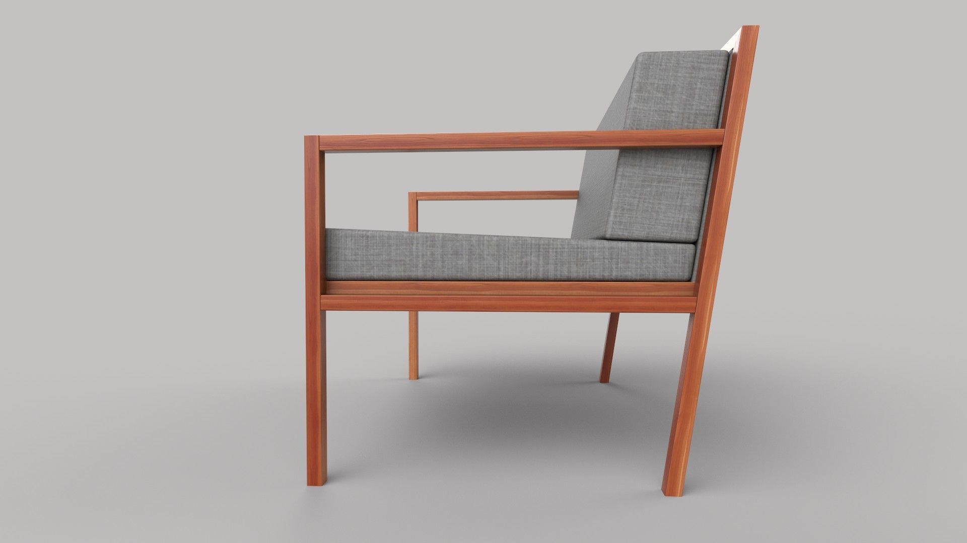 chair wooden with fabric Low-poly 3D model_2