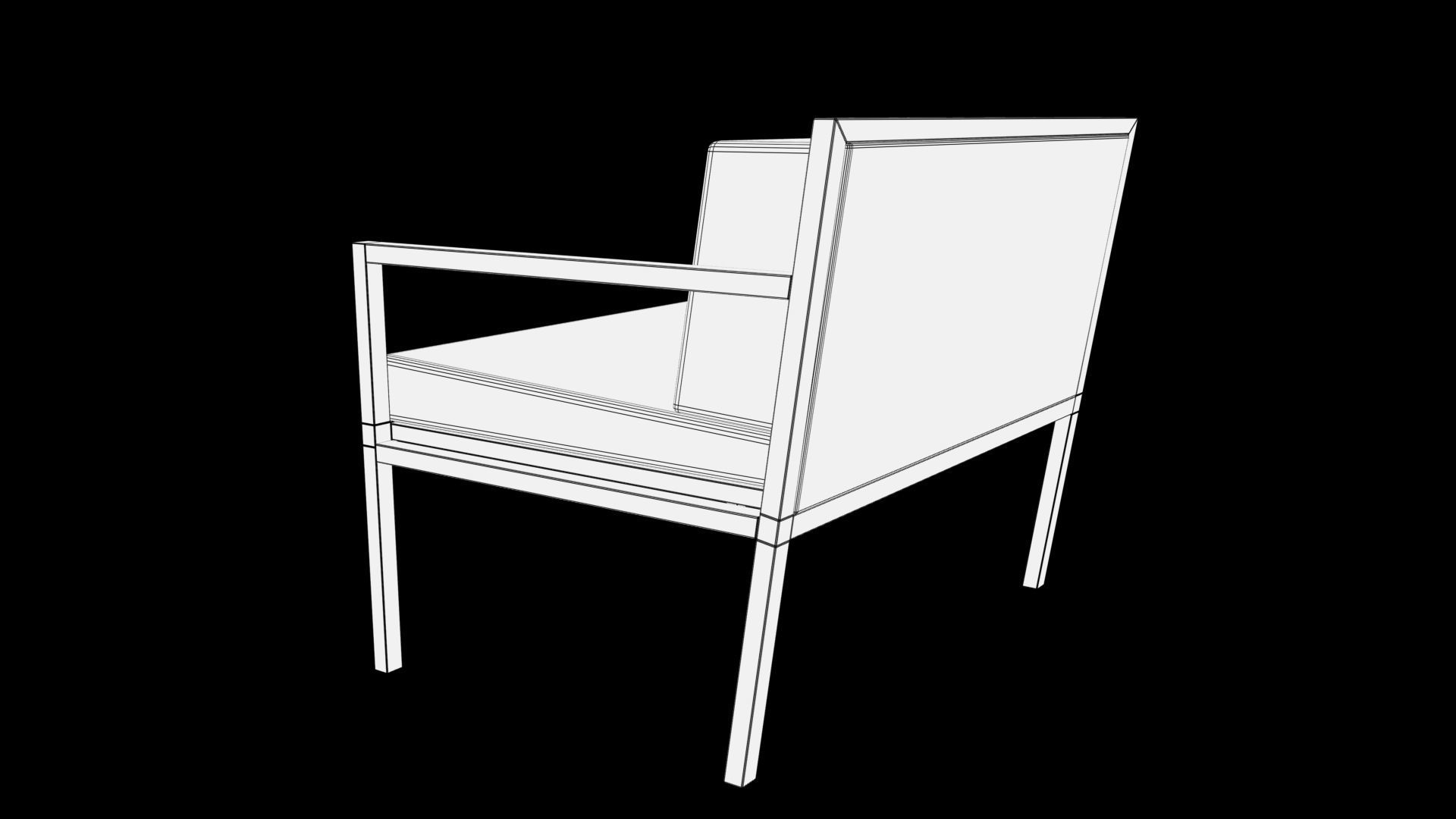 chair wooden with fabric Low-poly 3D model_8