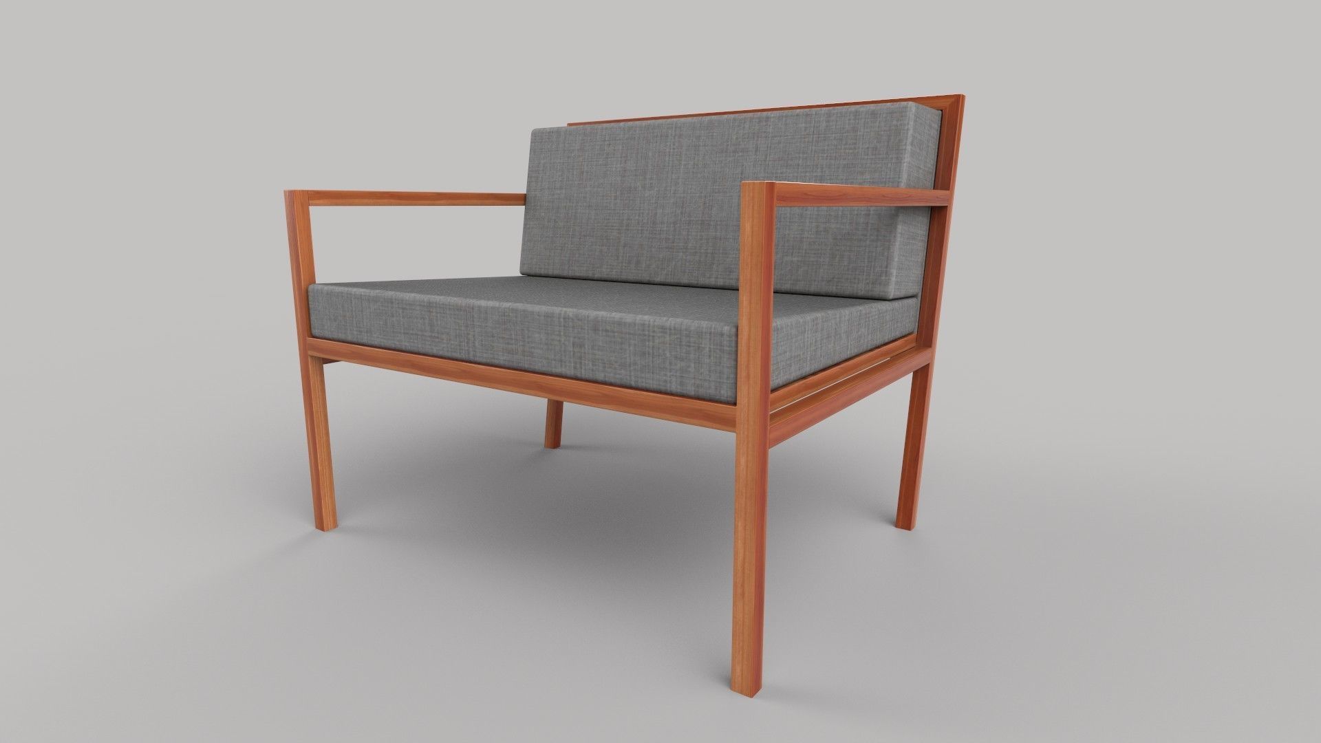 chair wooden with fabric Low-poly 3D model_1