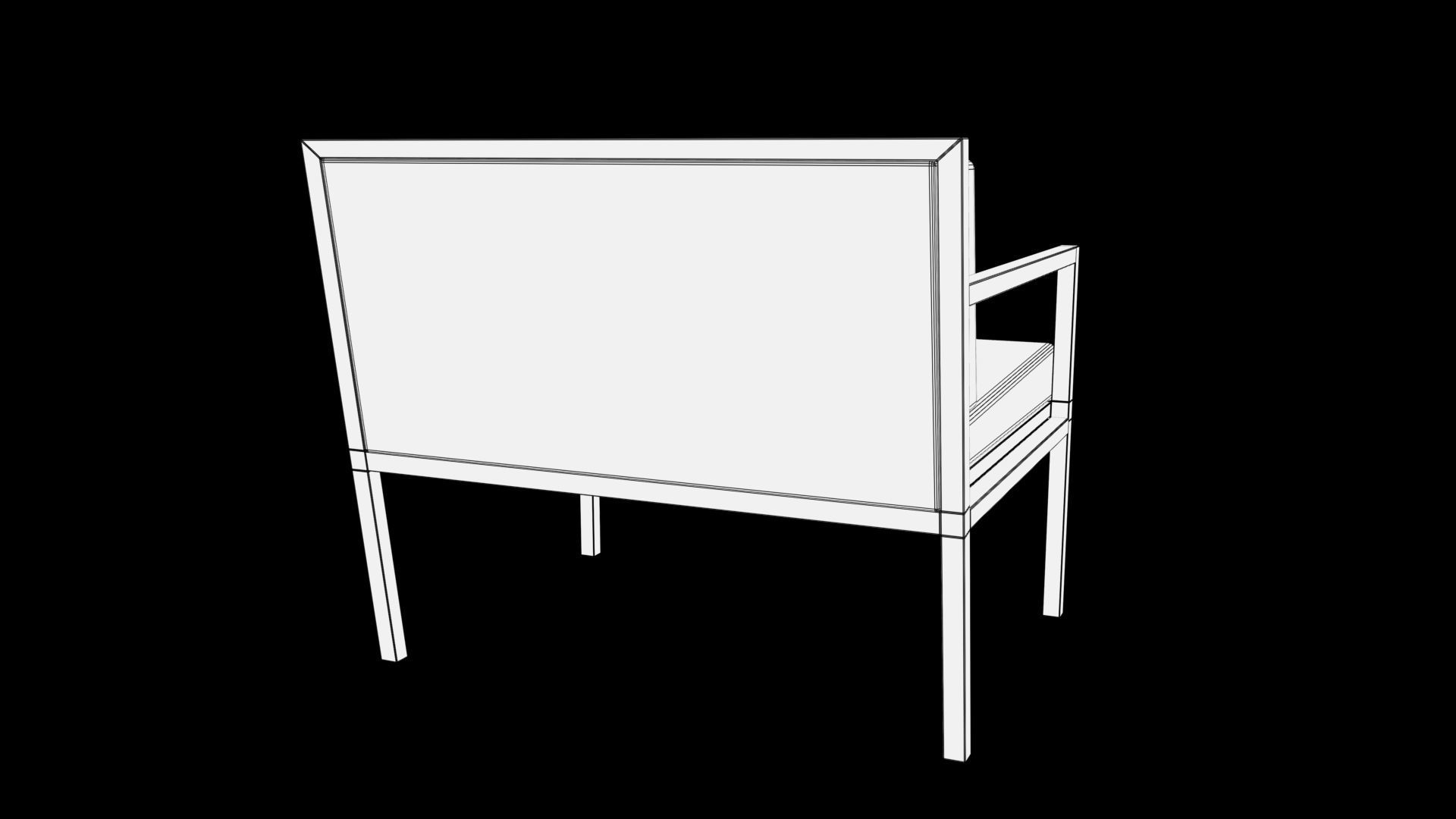 chair wooden with fabric Low-poly 3D model_7