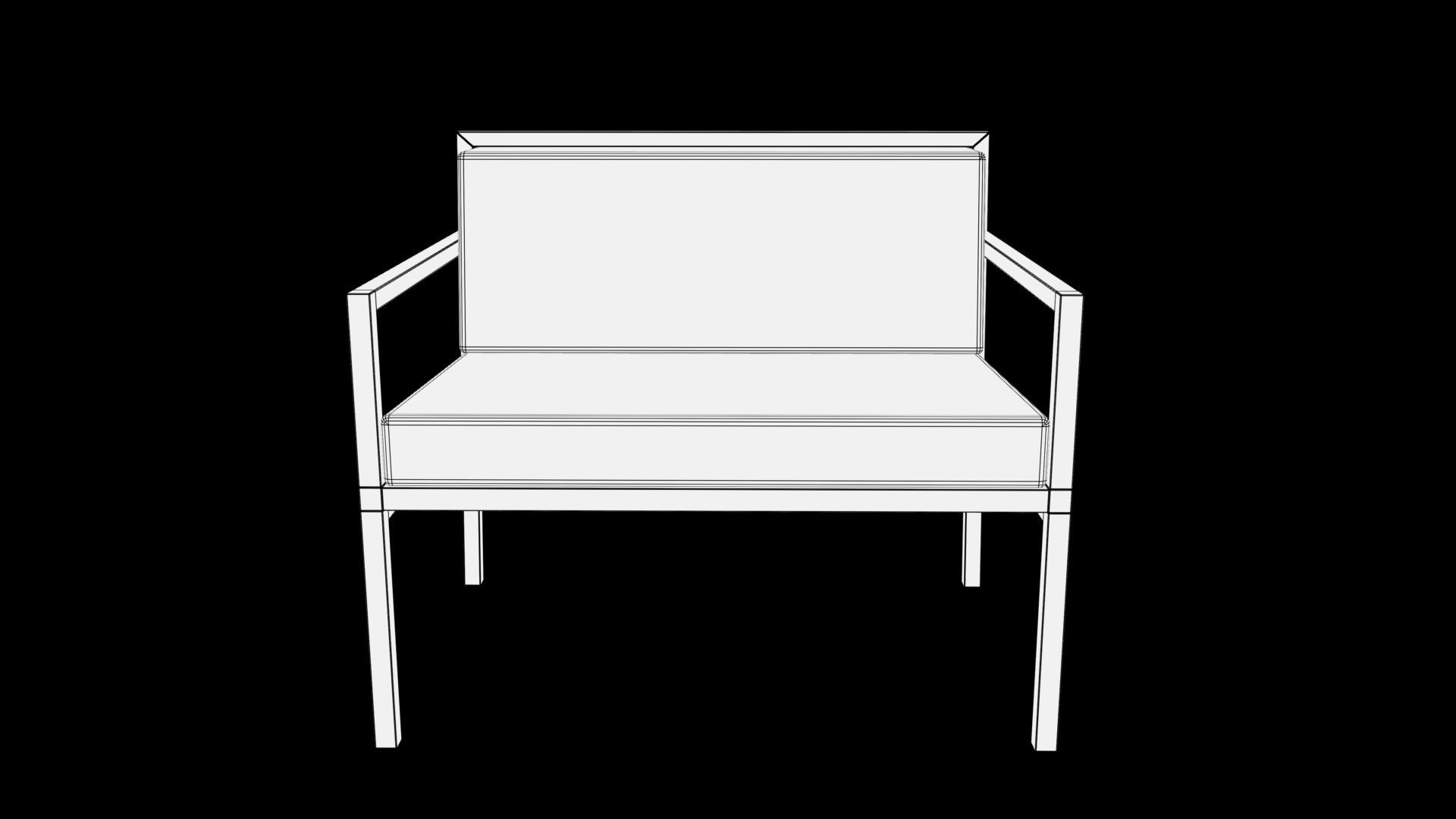 chair wooden with fabric Low-poly 3D model_5