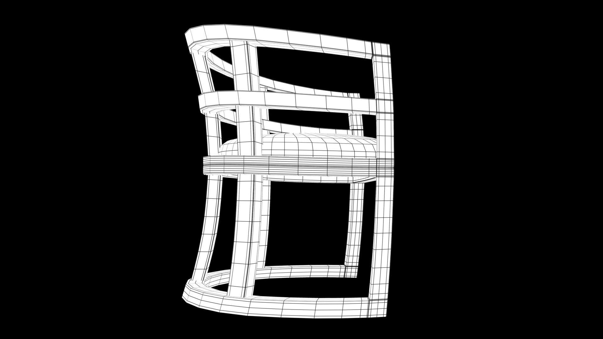 chair wooden with cushion 3D model_6