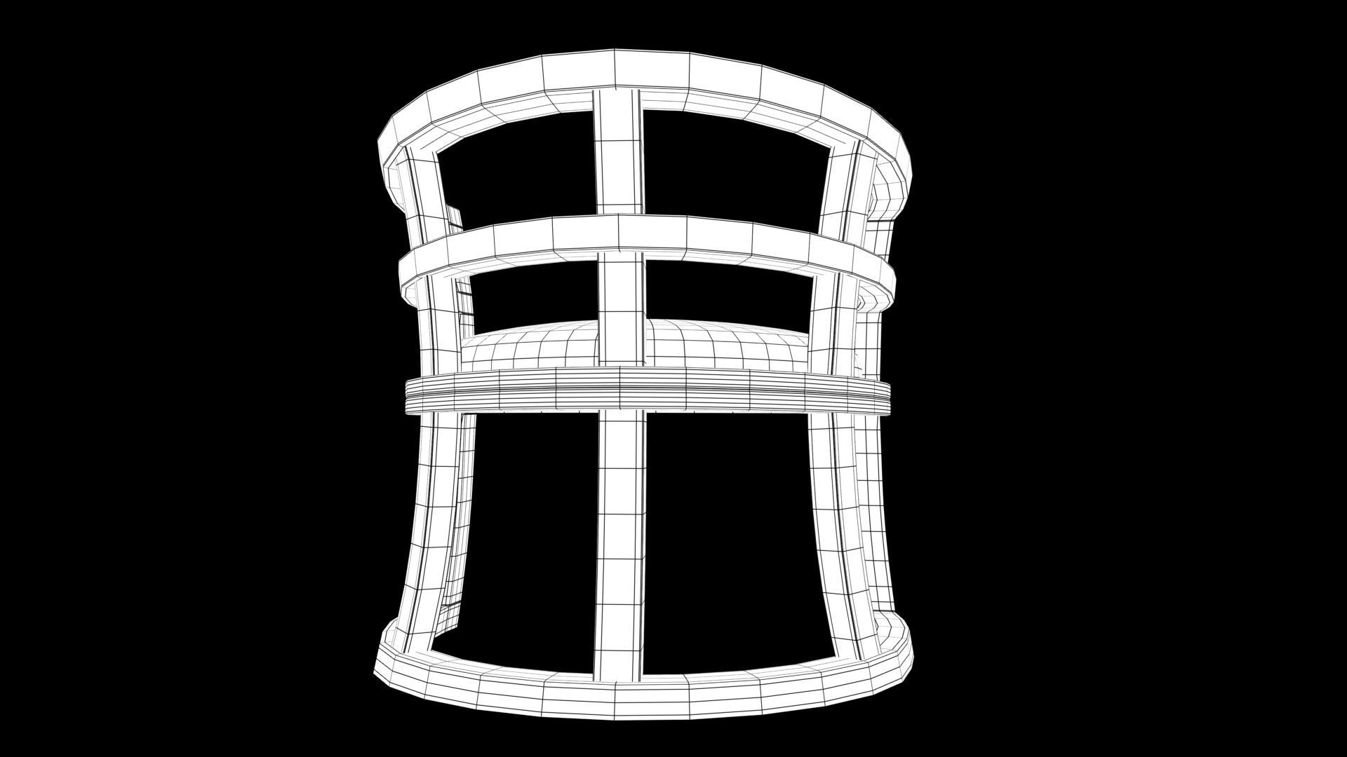 chair wooden with cushion 3D model_7