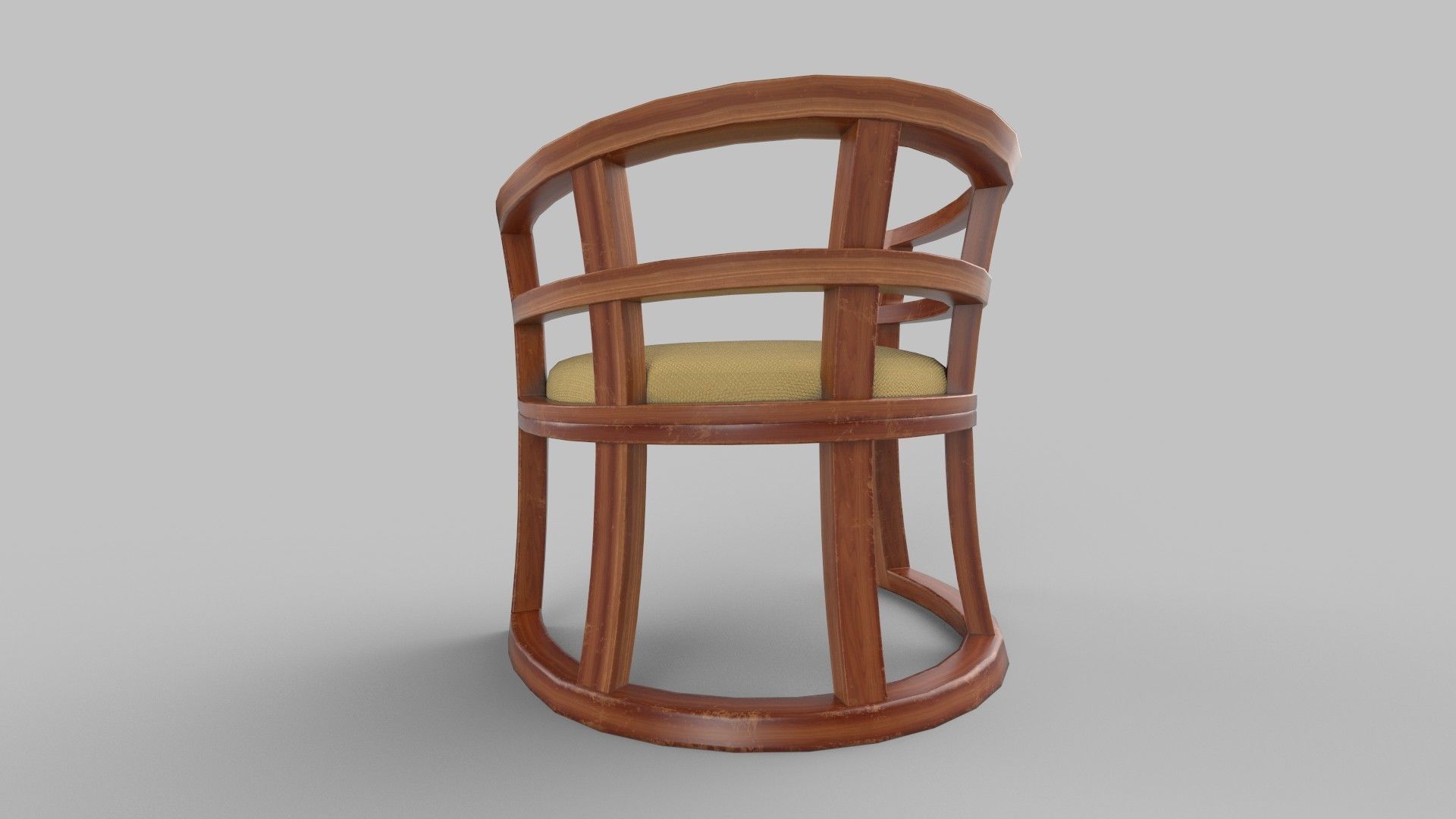 chair wooden with cushion 3D model_3
