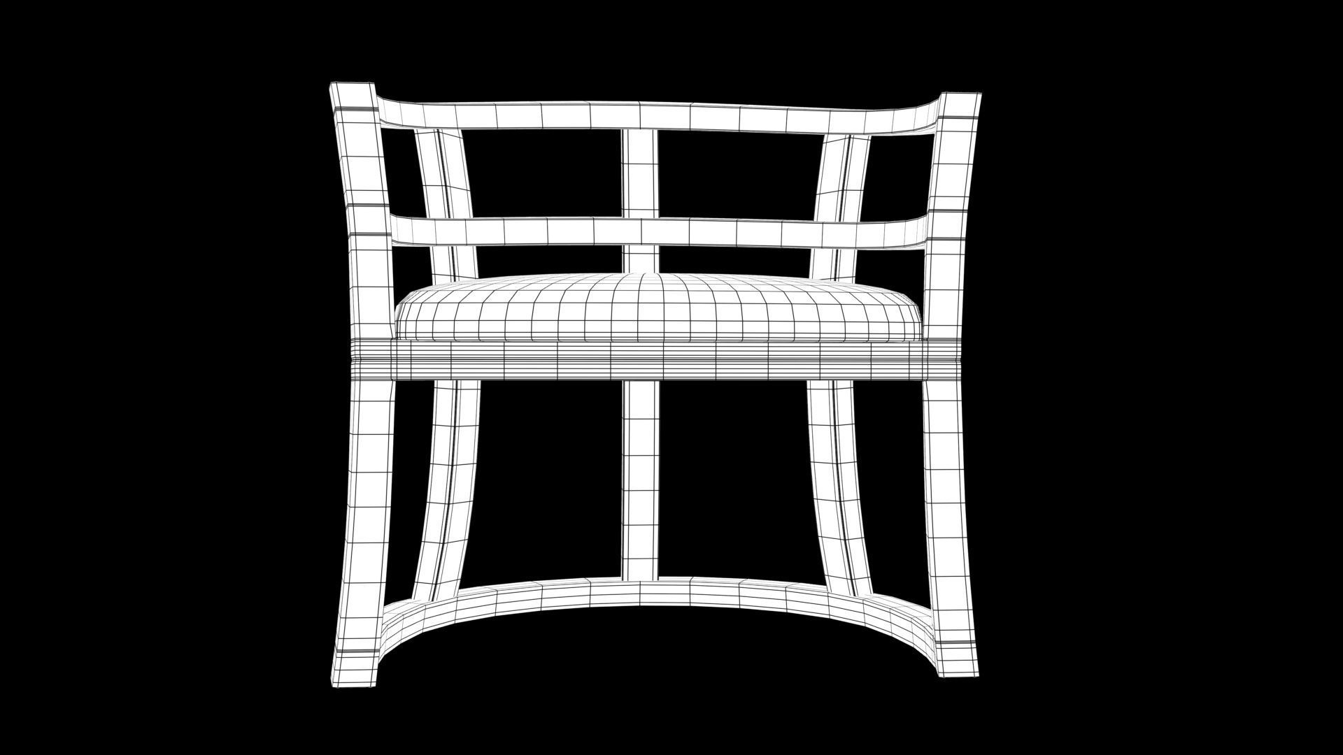 chair wooden with cushion 3D model_5