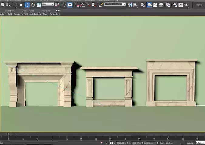 Fireplace design 3d models 03-04-05 with materials collection