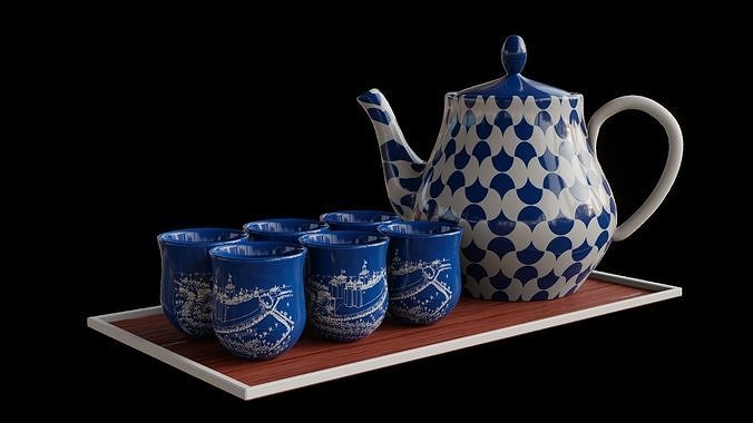 Cityscape Teaset Low-poly 3D model