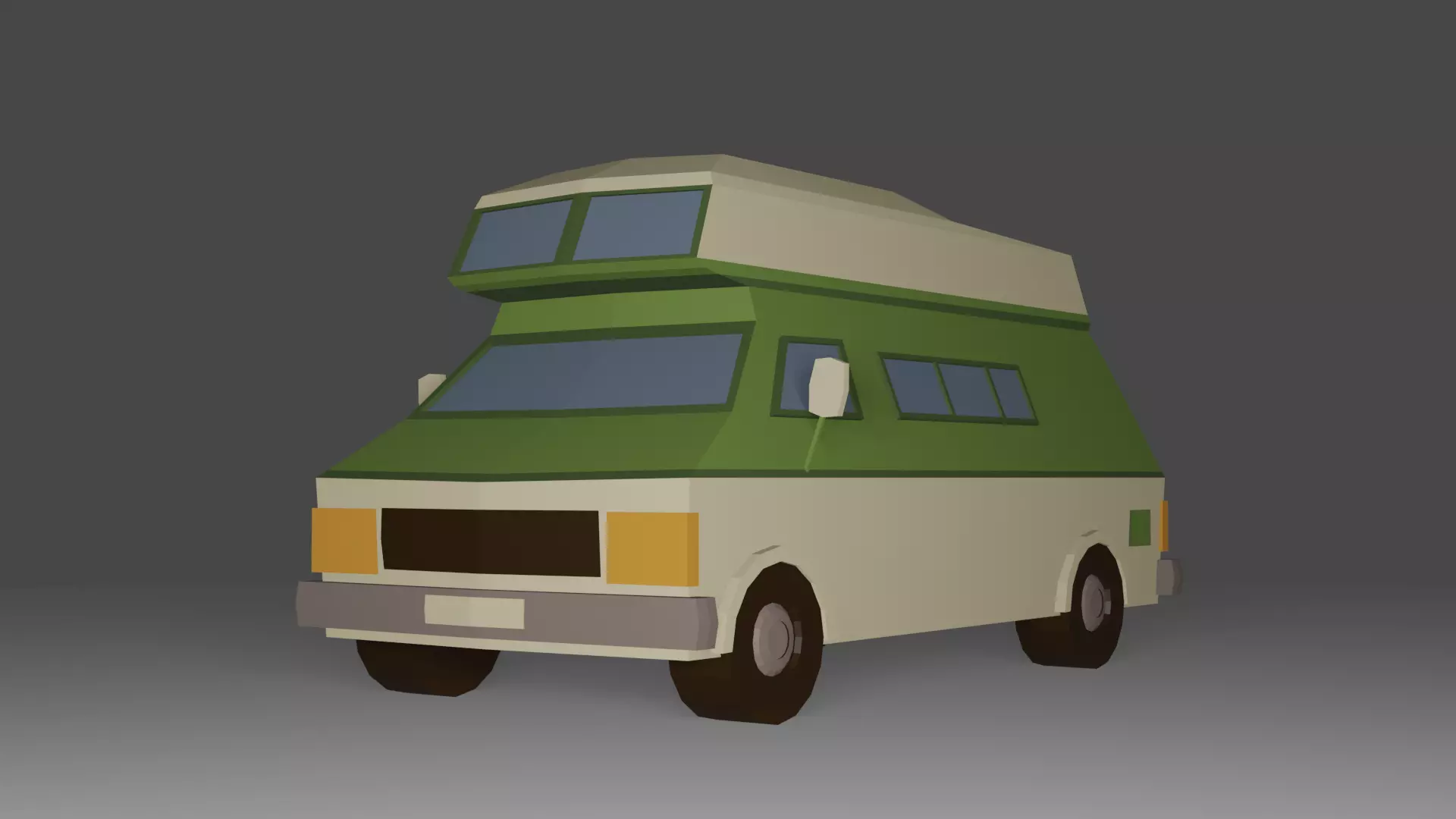 Cartoon low poly camper van 3D model Free low-poly 3D model_0