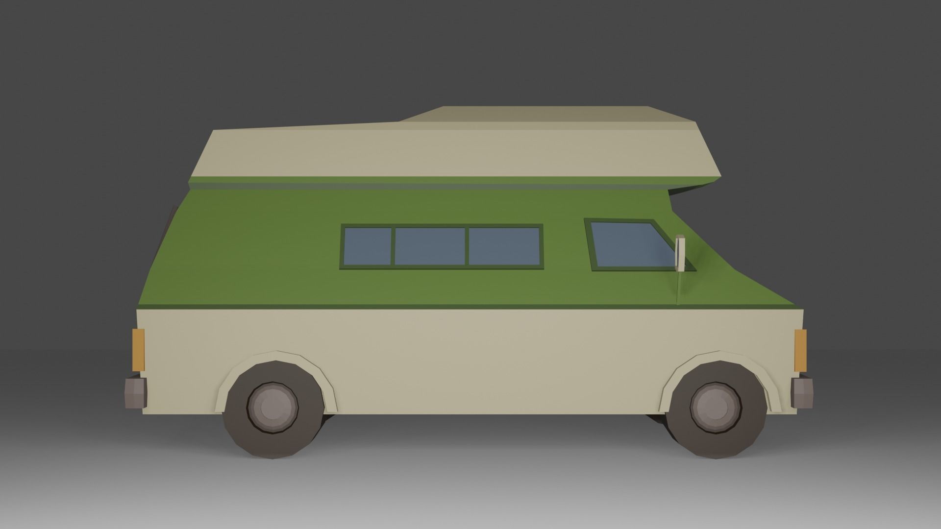 Cartoon low poly camper van 3D model Free low-poly 3D model_5