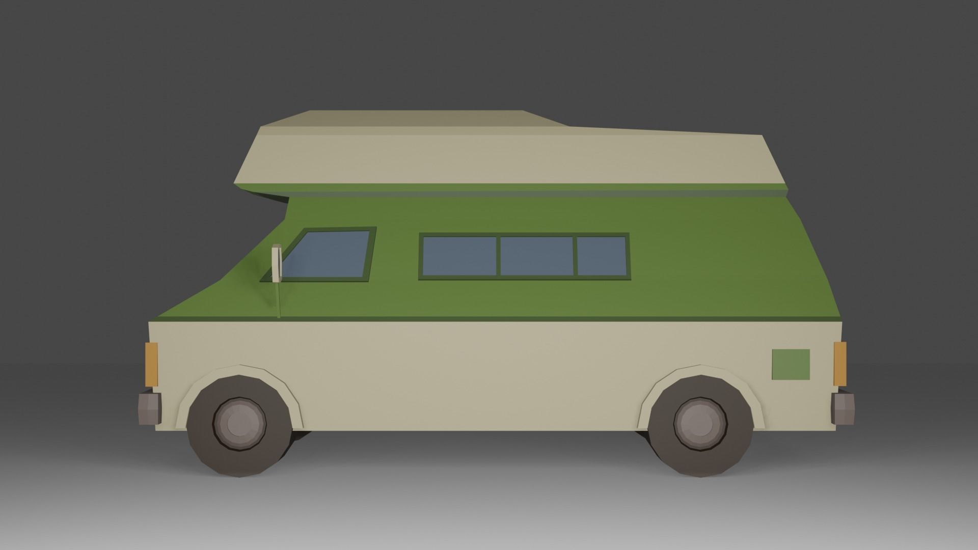 Cartoon low poly camper van 3D model Free low-poly 3D model_4