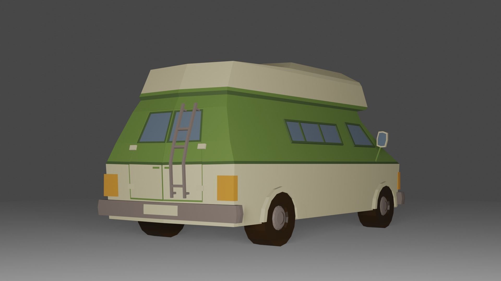 Cartoon low poly camper van 3D model Free low-poly 3D model_1