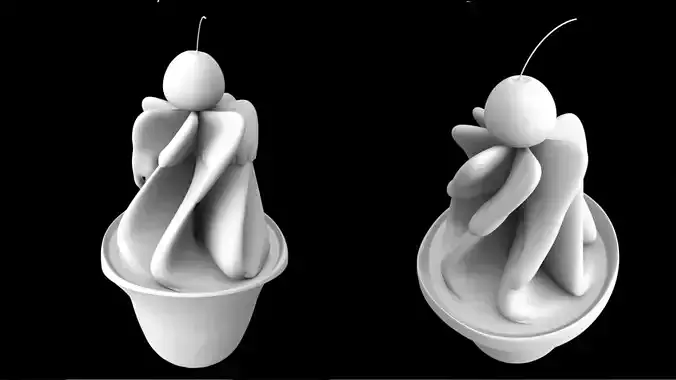 Cakee cup with angel 3D model