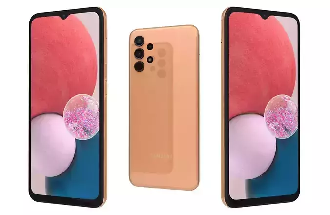 Samsung Galaxy A13 LTE Peach Low-poly 3D model