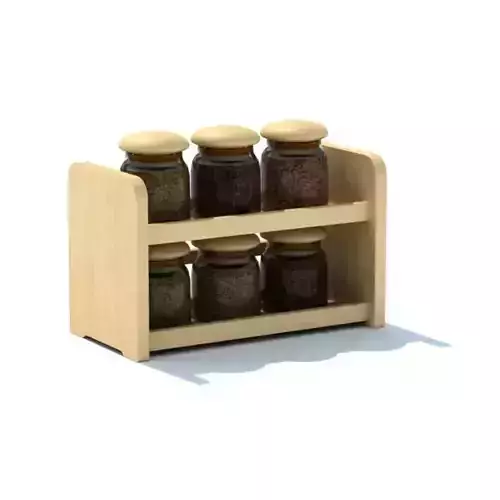 Six Jar Wood Spice Rack