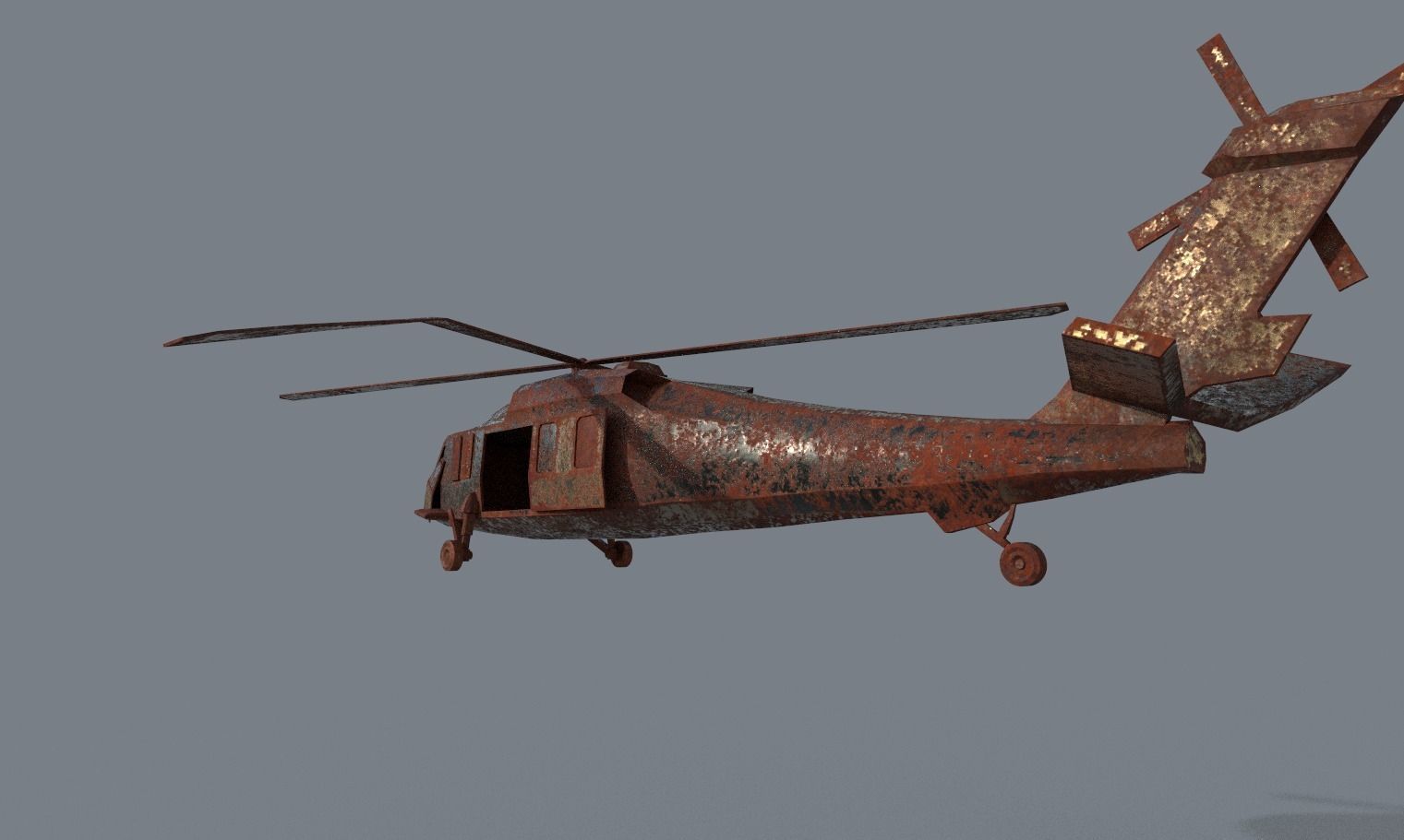 Old Abandoned Wrecked Rusted Bell CH-146 Griffon Chopper Vehicle 3D model_8