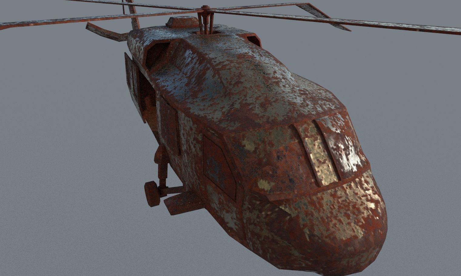 Old Abandoned Wrecked Rusted Bell CH-146 Griffon Chopper Vehicle 3D model_4