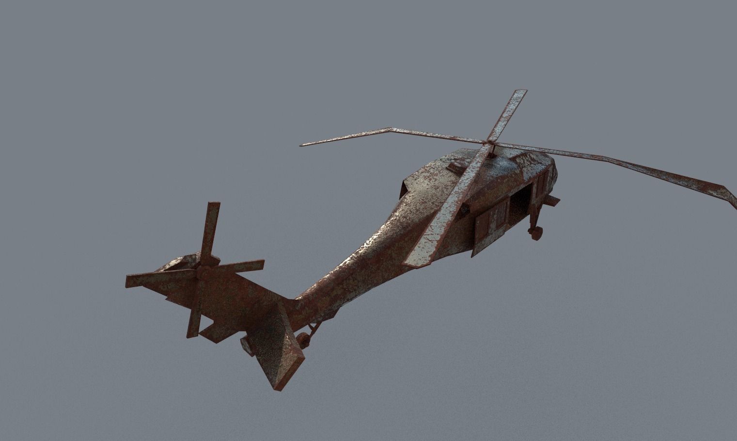 Old Abandoned Wrecked Rusted Bell CH-146 Griffon Chopper Vehicle 3D model_6