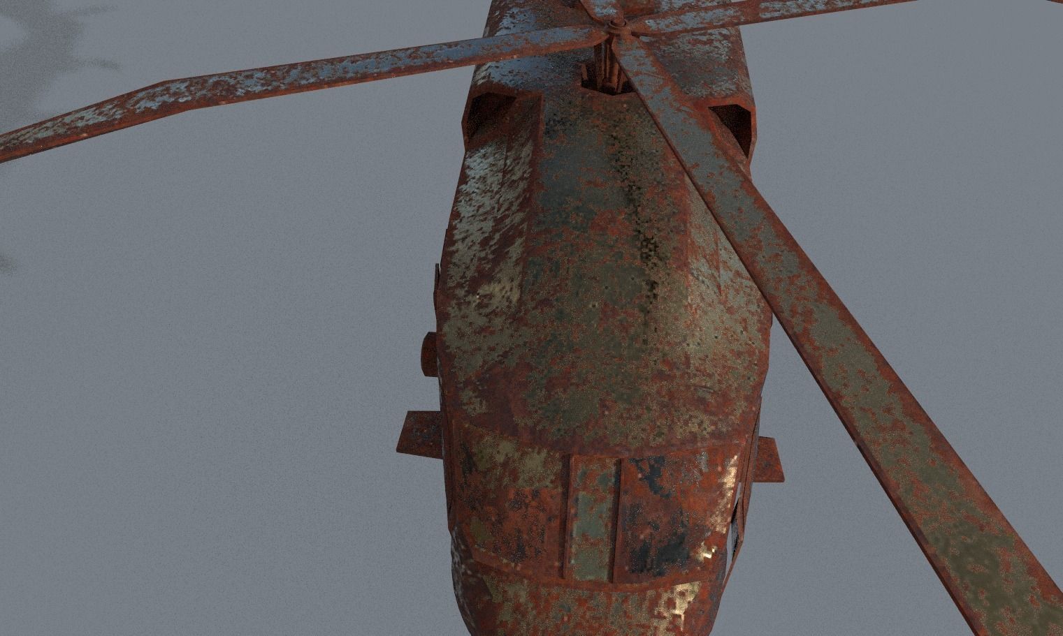 Old Abandoned Wrecked Rusted Bell CH-146 Griffon Chopper Vehicle 3D model_1