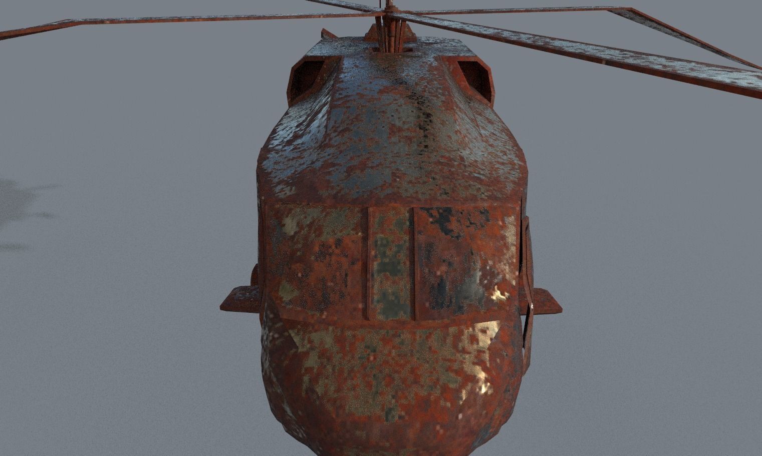 Old Abandoned Wrecked Rusted Bell CH-146 Griffon Chopper Vehicle 3D model_3
