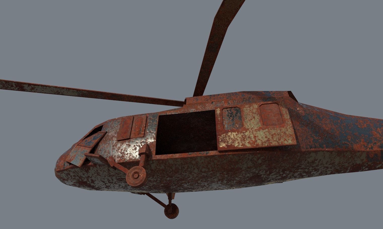 Old Abandoned Wrecked Rusted Bell CH-146 Griffon Chopper Vehicle 3D model_9