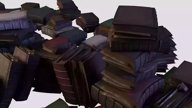Cartoon Book Set Spell Book Scene  for Animation and Game Low-poly 3D model