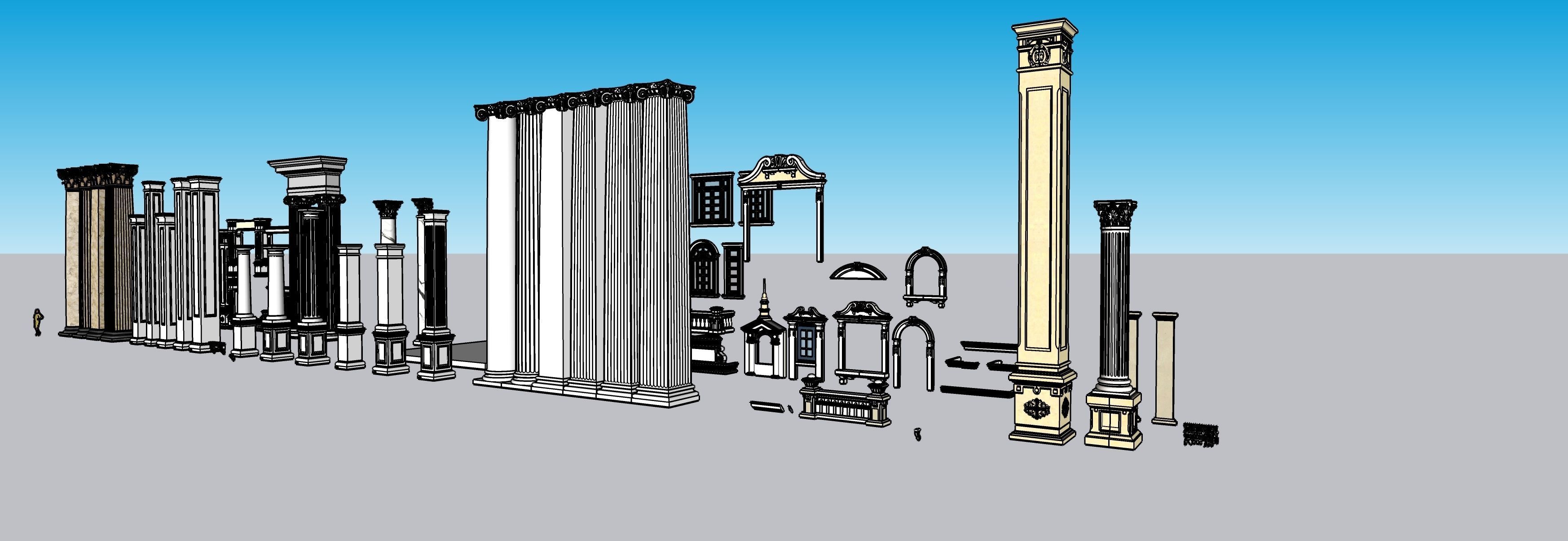 Classic columns collection 3D model Low-poly 3D model_3