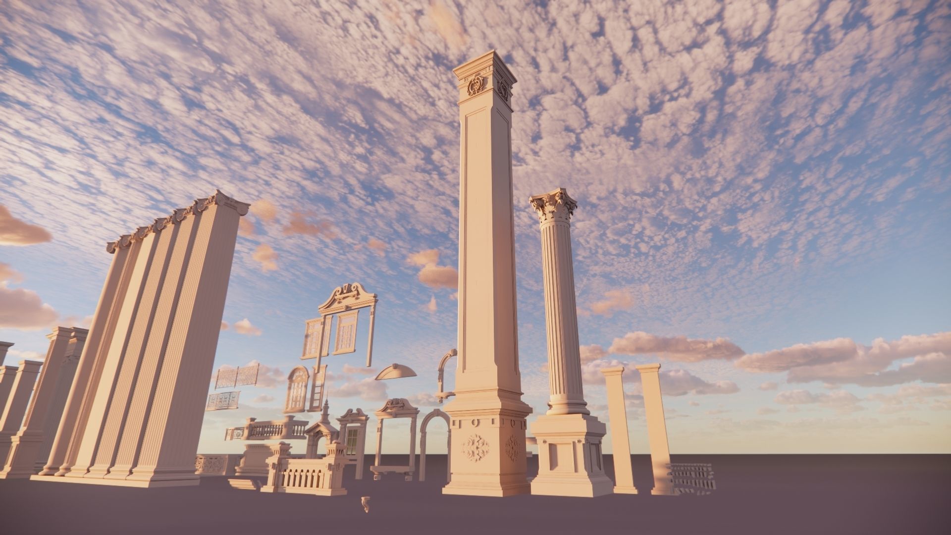 Classic columns collection 3D model Low-poly 3D model_10