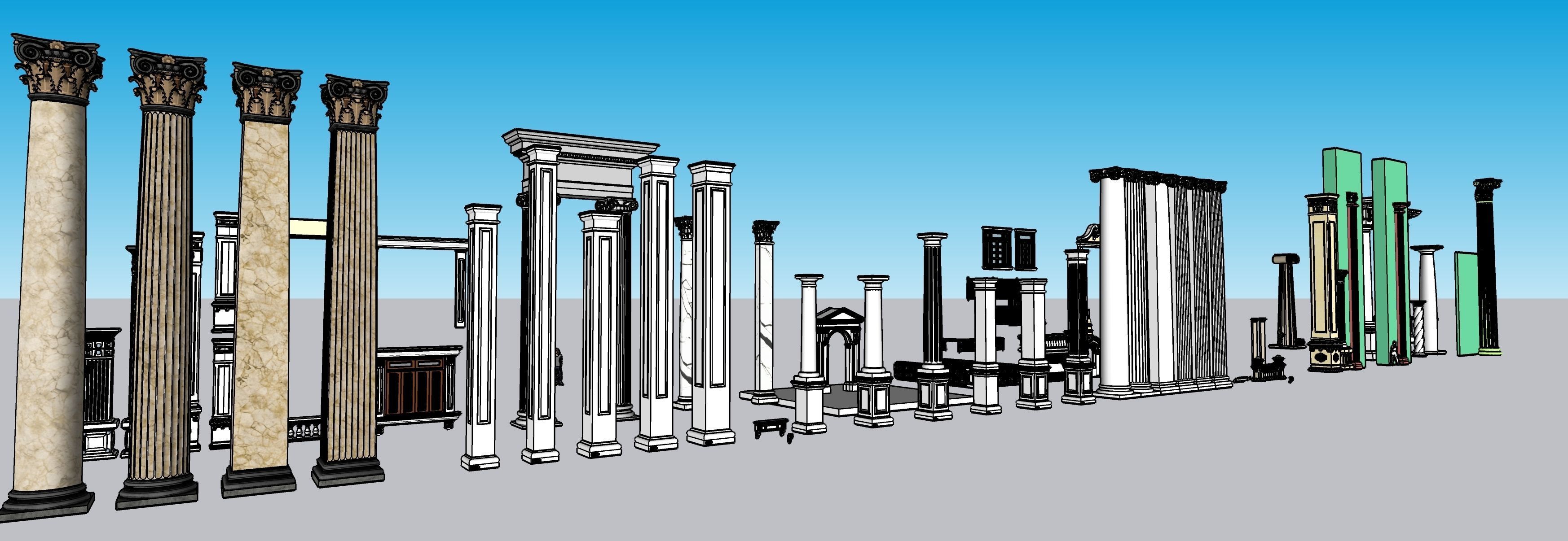 Classic columns collection 3D model Low-poly 3D model_1