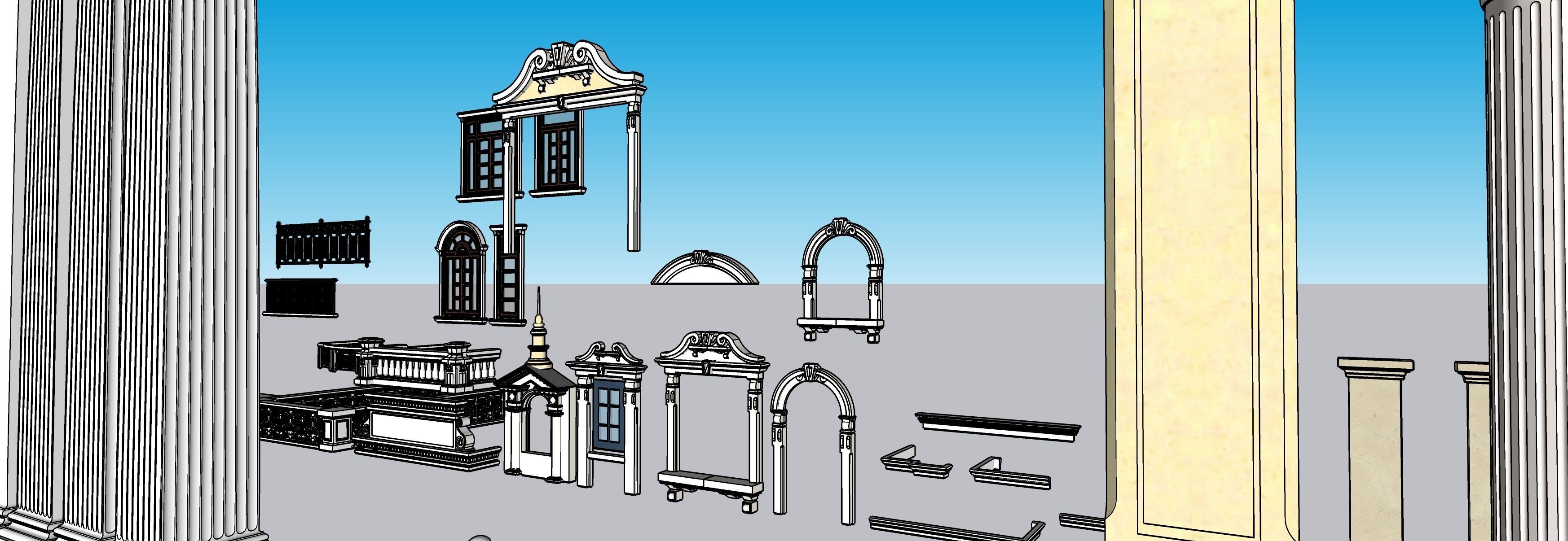 Classic columns collection 3D model Low-poly 3D model_4