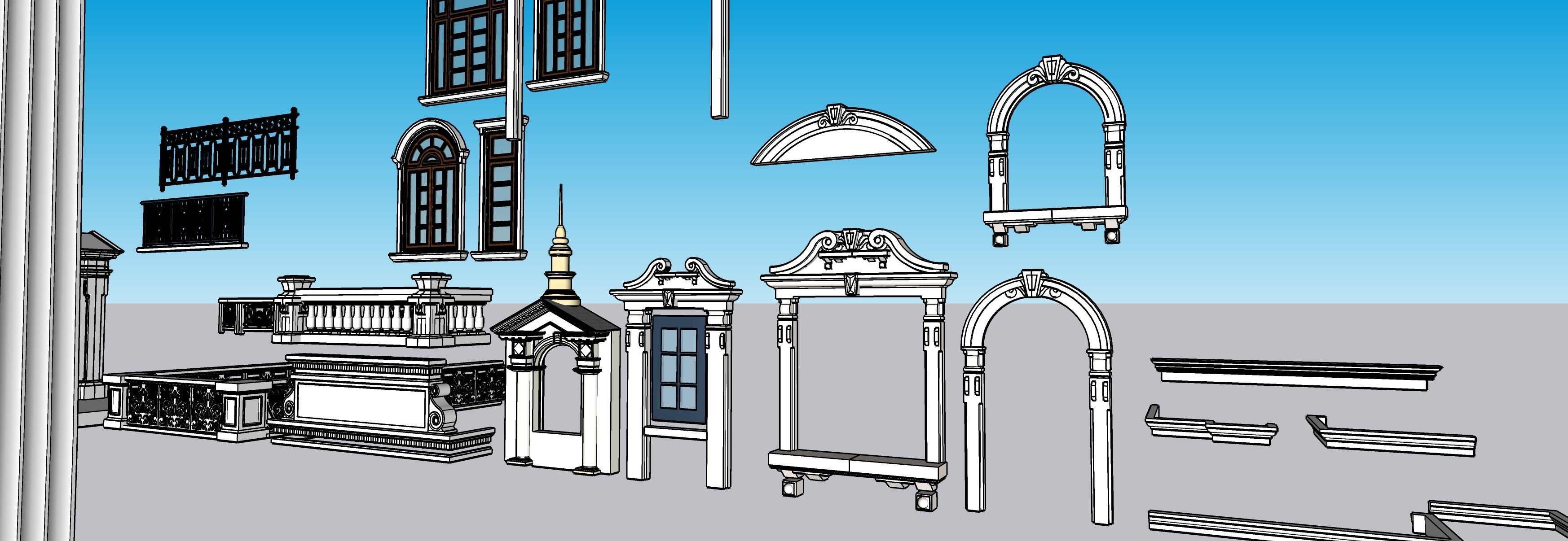 Classic columns collection 3D model Low-poly 3D model_5