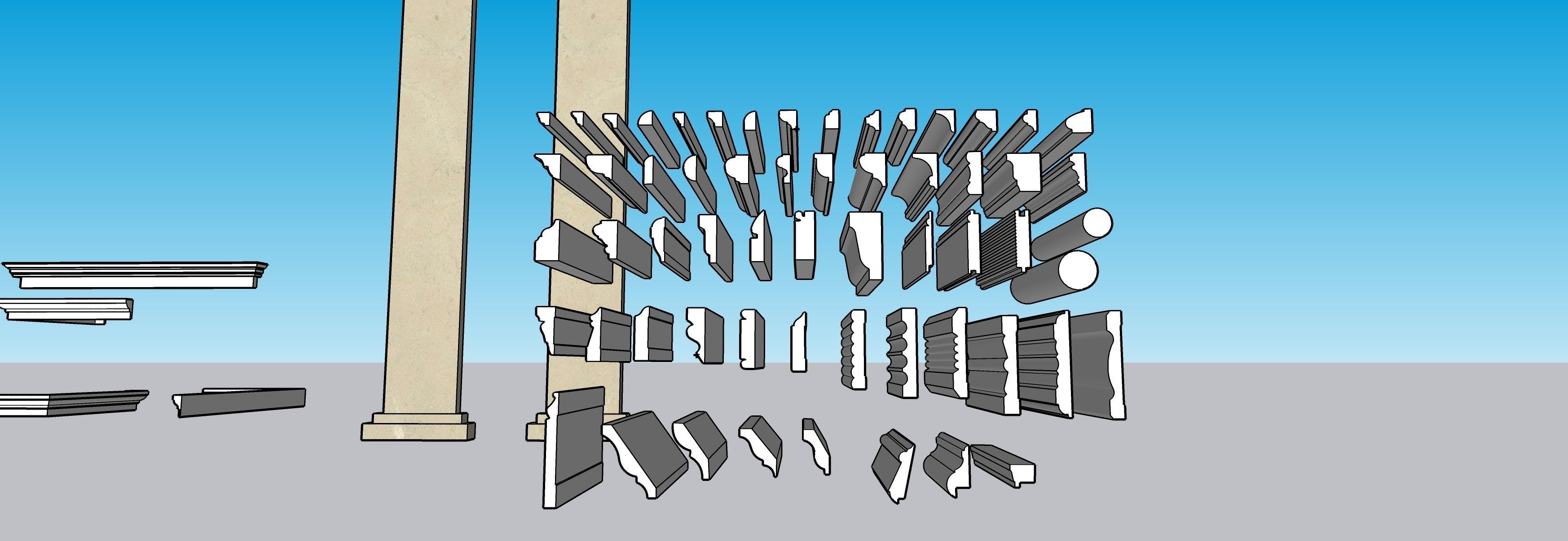 Classic columns collection 3D model Low-poly 3D model_22